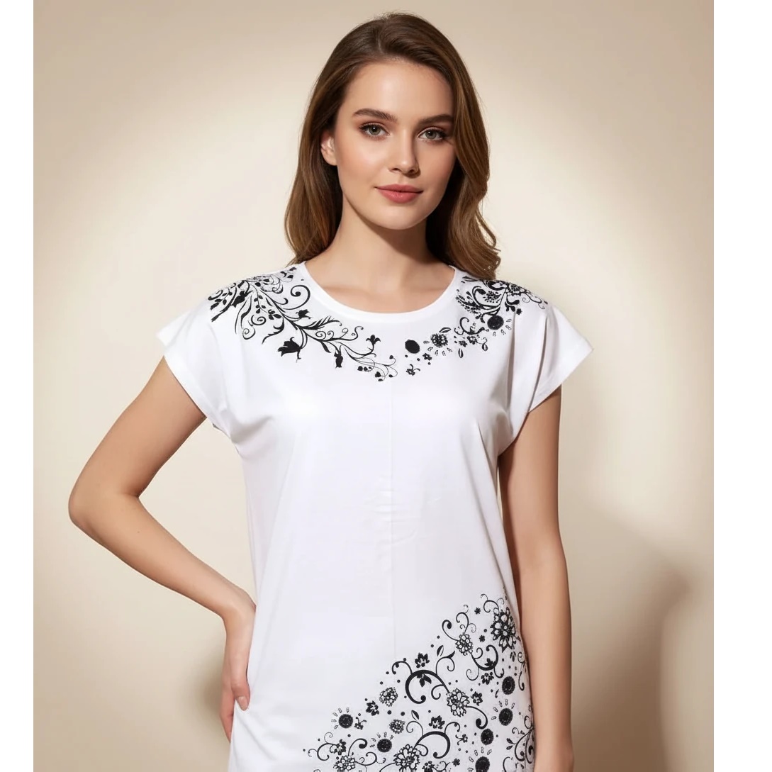  تیشرت سرخود زنانه راحتی بسیار زیبا با رنگ بندی مدل S10 سفید